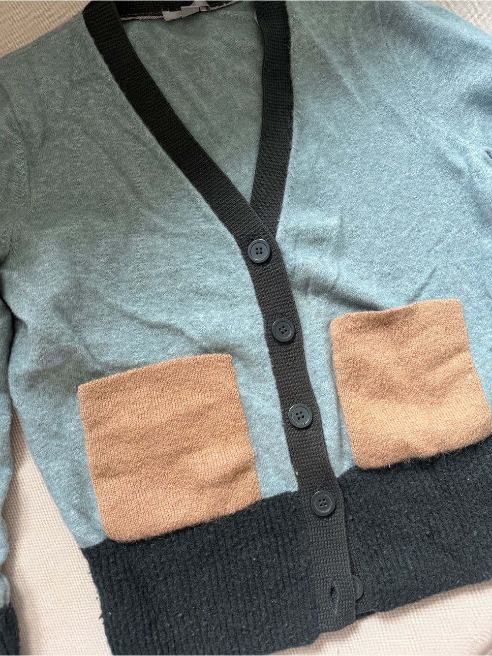 COS Wool  Colorblock Neutral Earthy Tones Button-up Cardigan - Picture 4 of 10